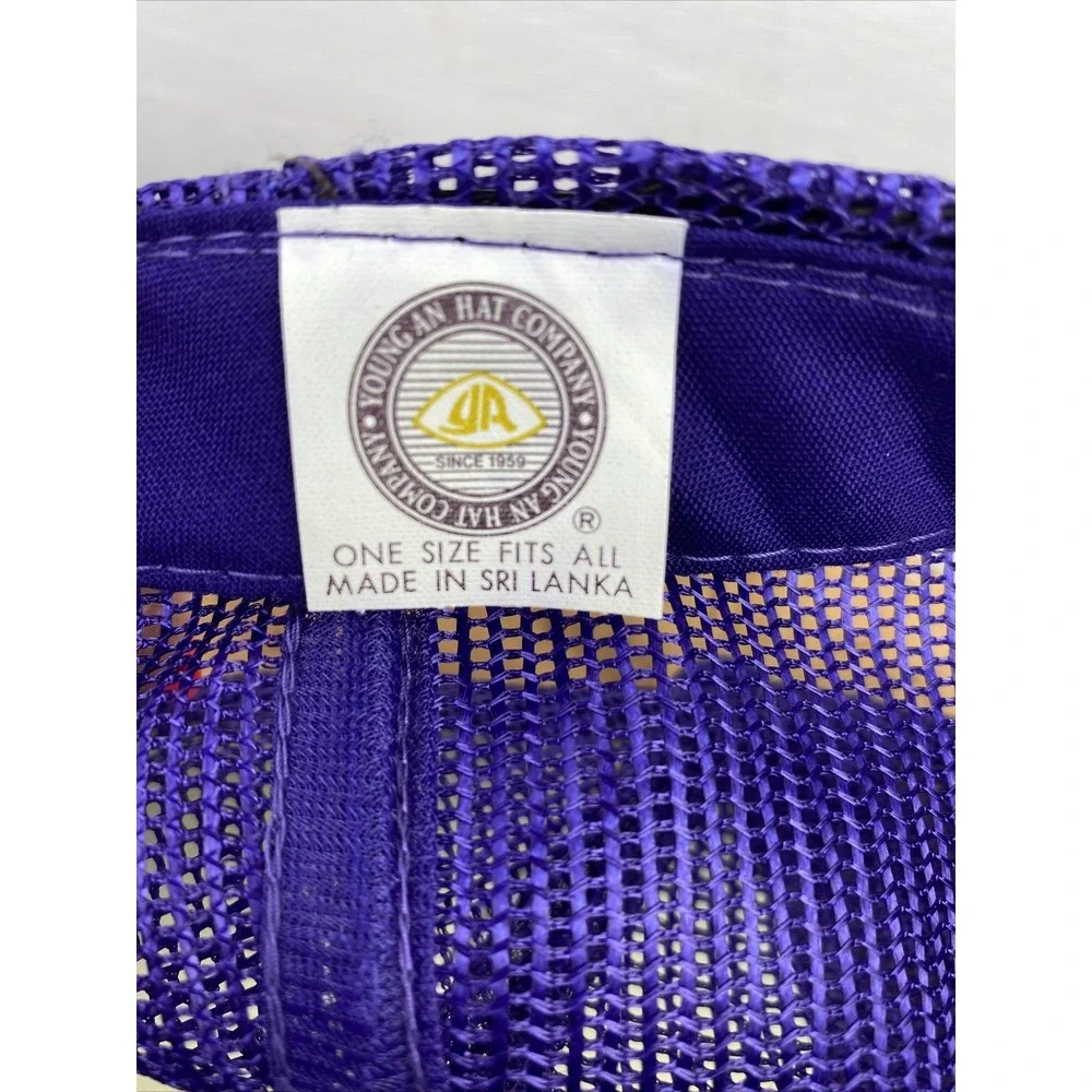 VTG YoungAn Trucker Hat Sz OS Purple Mesh Rope Snapback Baseball Cap NWOT 90s